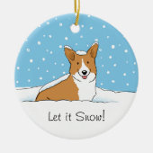 ペンブロークウェルシュコーギーレット雪 – ホリデードッグ セラミックオーナメント (正面)