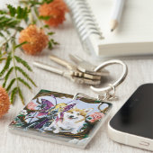 ペンブロークウェルシュコーギー妖精ファンタジー キーホルダー (正面右)