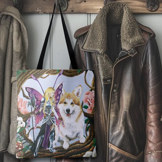 ペンブロークウェルシュコーギー妖精ファンタジー トートバッグ