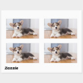 ペンブロークウェルシュコーギー子犬 長方形シール (シート)