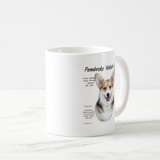 ペンブロークウェルシュコーギー履歴デザイン コーヒーマグカップ (正面右)
