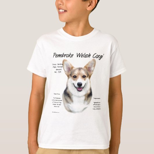 ペンブロークウェルシュコーギー履歴デザイン Tシャツ (正面)