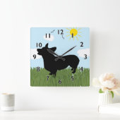 ペンブロークウェルシュコーギー時計 スクエア壁時計 (ホーム)