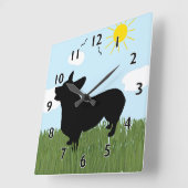 ペンブロークウェルシュコーギー時計 スクエア壁時計 (傾斜)