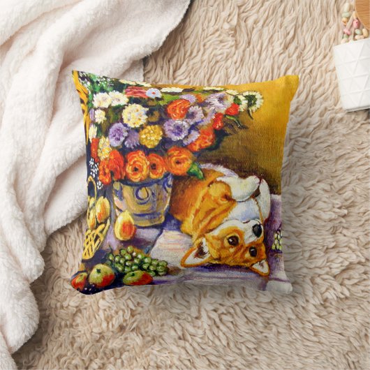 ペンブロークウェルシュコーギー枕フローラ クッション (ブランケット)