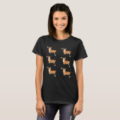 ペンブロークウェルシュコーギー犬かわいいパターン Tシャツ (正面フル)