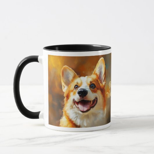 ペンブロークウェルシュコーギー犬の抽象芸術背景 マグカップ (左)
