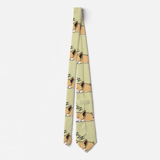 ペンブロークウェルシュコーギー眠っている犬の恋人ZZZ ネクタイ (裏面)