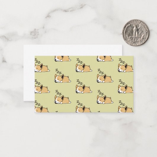 ペンブロークウェルシュコーギー眠っている犬の恋人ZZZ ノートカード (正面/裏面インサイチュ)