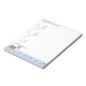 ペンブロークウェルシュコーギー青い花 ノートパッド (回転)