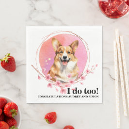 ペンブロークウェルシュコーギー ウェディング ナプキン 犬の写真付き スタンダードランチョンナプキン