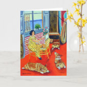 ペンブロークウェルシュコーギー カード (黄色い花)