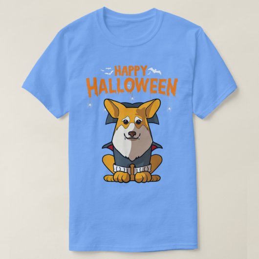 ペンブロークコーギドハロウィーンの衣装ヴァンパイアドラク Tシャツ (デザイン正面)
