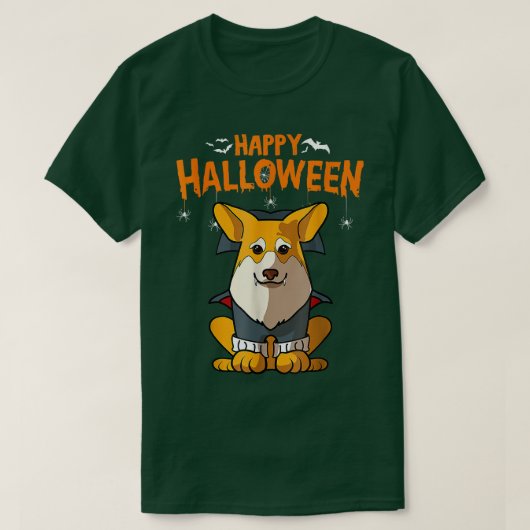 ペンブロークコーギドハロウィーンの衣装ヴァンパイアドラク Tシャツ (デザイン正面)
