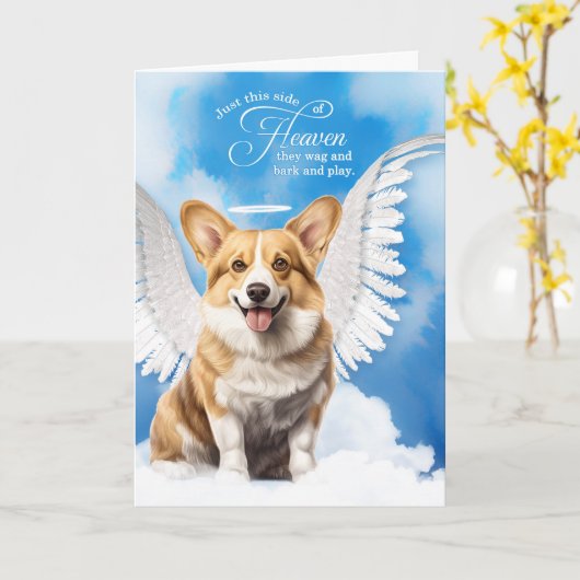 ペンブロークドペットウェルシュコーギーの紛失悔やみや弔慰 カード (黄色い花)