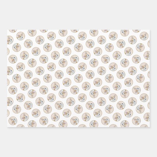 ペンブローク絵を描ウェルシュコーギーズ赤オリジナルドッグアート ラッピングペーパーシート (正面2)