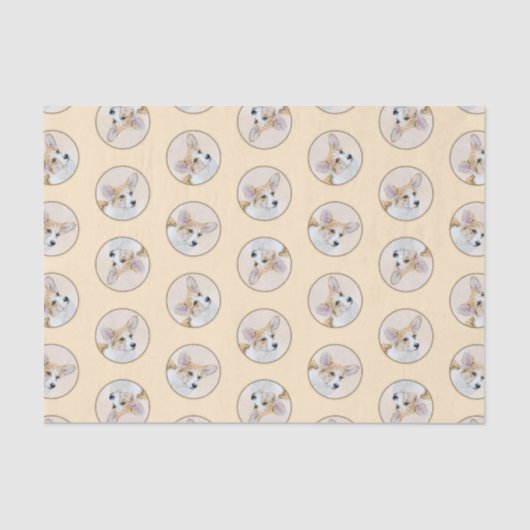 ペンブローク絵を描ウェルシュコーギーズ赤オリジナルドッグアート 薄葉紙 (正面)