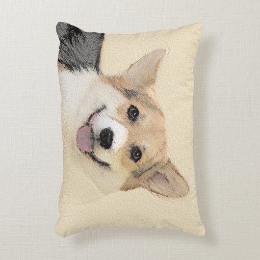 ペンブローク絵画ウェルシュコーギーズ – オリジナルドッグアート アクセントクッション (正面(垂直))