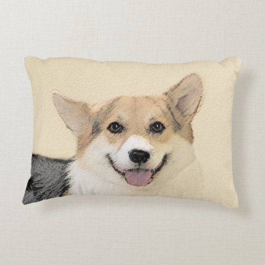 ペンブローク絵画ウェルシュコーギーズ – オリジナルドッグアート アクセントクッション (裏面)