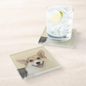 ペンブローク絵画ウェルシュコーギーズ – オリジナルドッグアート ガラスコースター (アングル)