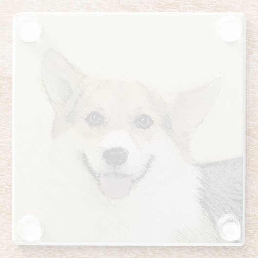 ペンブローク絵画ウェルシュコーギーズ – オリジナルドッグアート ガラスコースター (裏面)
