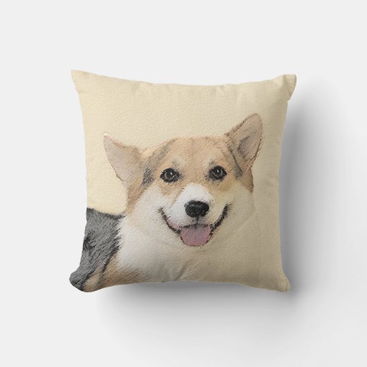 ペンブローク絵画ウェルシュコーギーズ – オリジナルドッグアート クッション (正面)