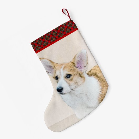 ペンブローク絵画ウェルシュコーギーズ – オリジナルドッグアート スモールクリスマスストッキング (裏面 (吊り時))