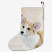 ペンブローク絵画ウェルシュコーギーズ – オリジナルドッグアート スモールクリスマスストッキング (裏面)