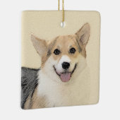 ペンブローク絵画ウェルシュコーギーズ – オリジナルドッグアート セラミックオーナメント (右)