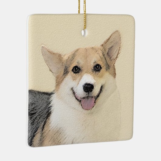 ペンブローク絵画ウェルシュコーギーズ – オリジナルドッグアート セラミックオーナメント (右)