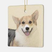 ペンブローク絵画ウェルシュコーギーズ – オリジナルドッグアート セラミックオーナメント (左)