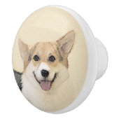 ペンブローク絵画ウェルシュコーギーズ – オリジナルドッグアート セラミックノブ (右)