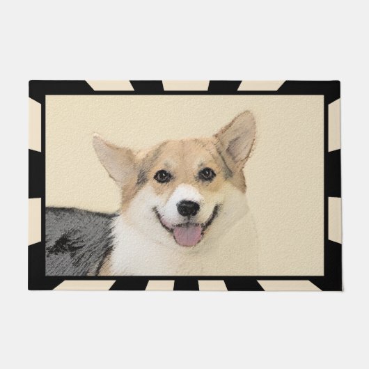 ペンブローク絵画ウェルシュコーギーズ – オリジナルドッグアート ドアマット (正面)
