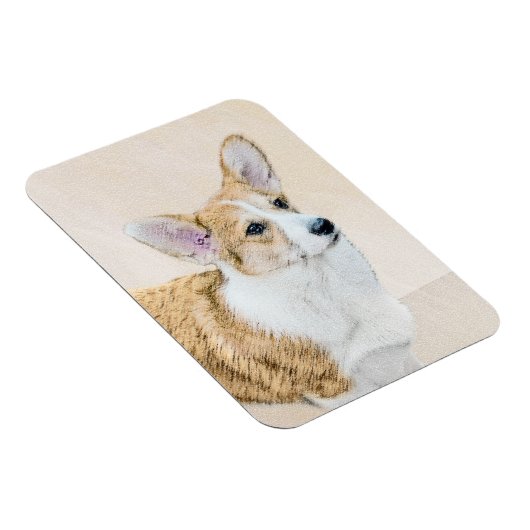 ペンブローク絵画ウェルシュコーギーズ – オリジナルドッグアート マグネット (右側)