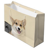 ペンブローク絵画ウェルシュコーギーズ – オリジナルドッグアート ラージペーパーバッグ (正面アングル)