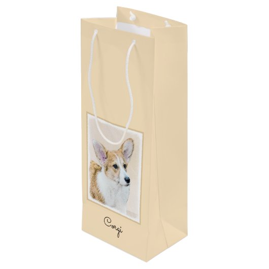 ペンブローク絵画ウェルシュコーギーズ – オリジナルドッグアート ワインギフトバッグ (裏面アングル)