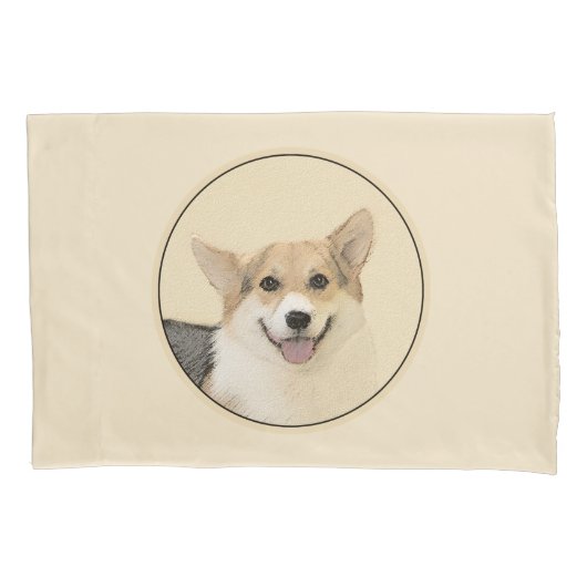 ペンブローク絵画ウェルシュコーギーズ – オリジナルドッグアート 枕カバー (正面)