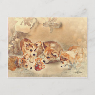 ペンブローク·ウェルシュコーギーズ·パピー シーズンポストカード