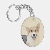 ペンブローク·ウェルシュコーギーズ·絵画オリジナル·ドッグ·アート キーホルダー (正面左)