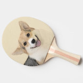 ペンブローク·ウェルシュコーギーズ·絵画オリジナル·ドッグ·アート 卓球ラケット (横)