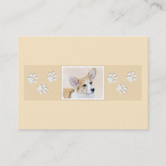 ペンブローク·ウェルシュコーギーズ·絵画オリジナル·ドッグ·アート 名刺 (裏面)