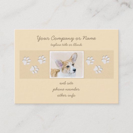ペンブローク·ウェルシュコーギーズ·絵画オリジナル·ドッグ·アート 名刺 (正面)