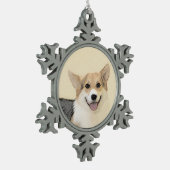 ペンブローク・ウェルシュコーギー絵画ズ・オリジナル・ドッグ・アート スノーフレークピューターオーナメント (左)