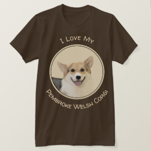 ペンブローク・ウェルシュコーギー絵画ズ・オリジナル・ドッグ・アート Tシャツ
