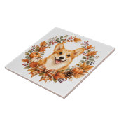 ペンブローク・ウェルシュ・コーギーと秋 タイル (側面)