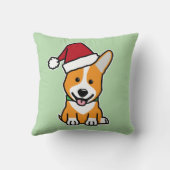 ペンブローク・ウェルシュ・コーギーの子犬のクリスマスサンタ帽子 クッション (裏面)