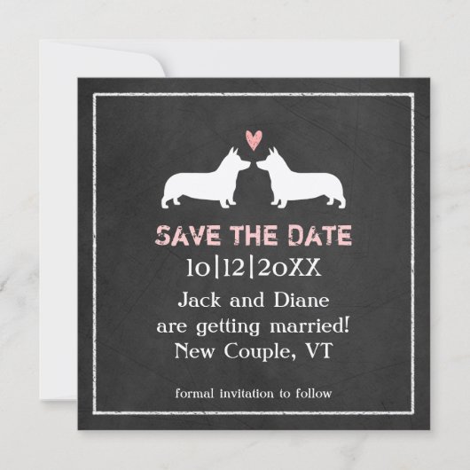 ペンブローク・ウェルシュ・コーギーの結婚式 Save the Date セーブザデート (正面)