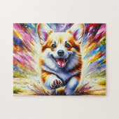 ペンブローク・ウェルシュ・コーギー犬の肖像画アクリルアート ジグソーパズル (横)