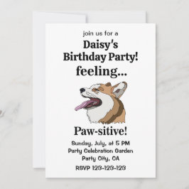 ペンブローク・ウェルシュ・コーギー犬の誕生日パーティー 招待状
