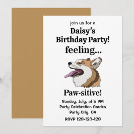 ペンブローク・ウェルシュ・コーギー犬の誕生日パーティー 招待状